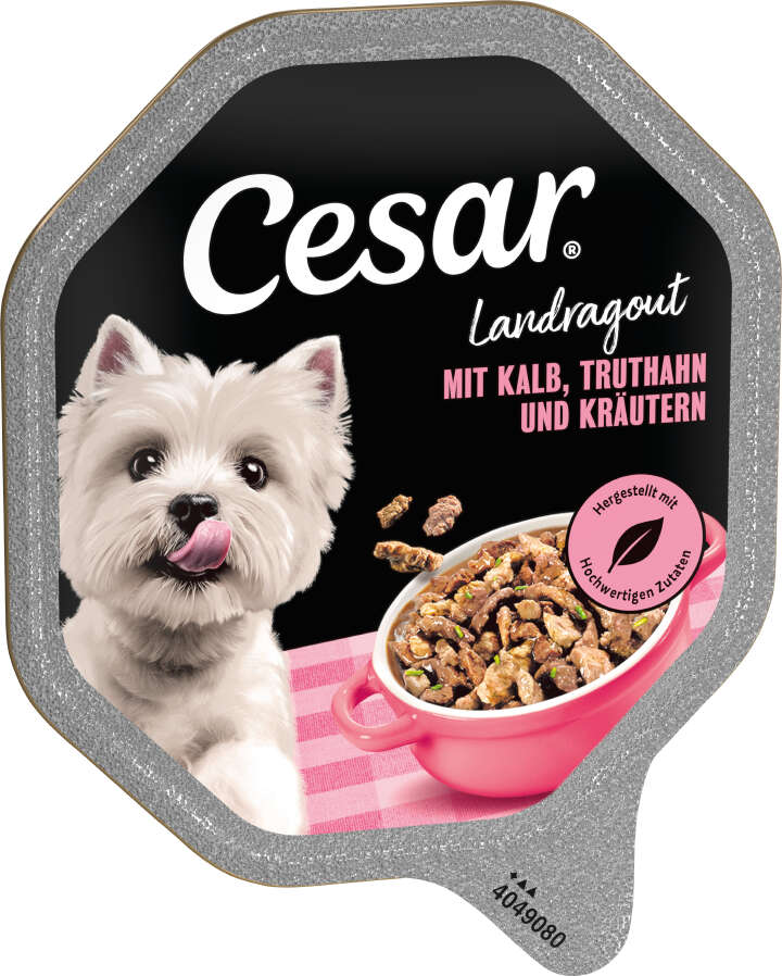 Cesar Hunde-Nassfutter Landküche  mit Kalb und Truthahn in köstlicher Sauce 150 g
